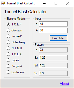 محیط نرم‌افزار ماشین حساب آتشباری تونل (Tunnel Blast Calculator)